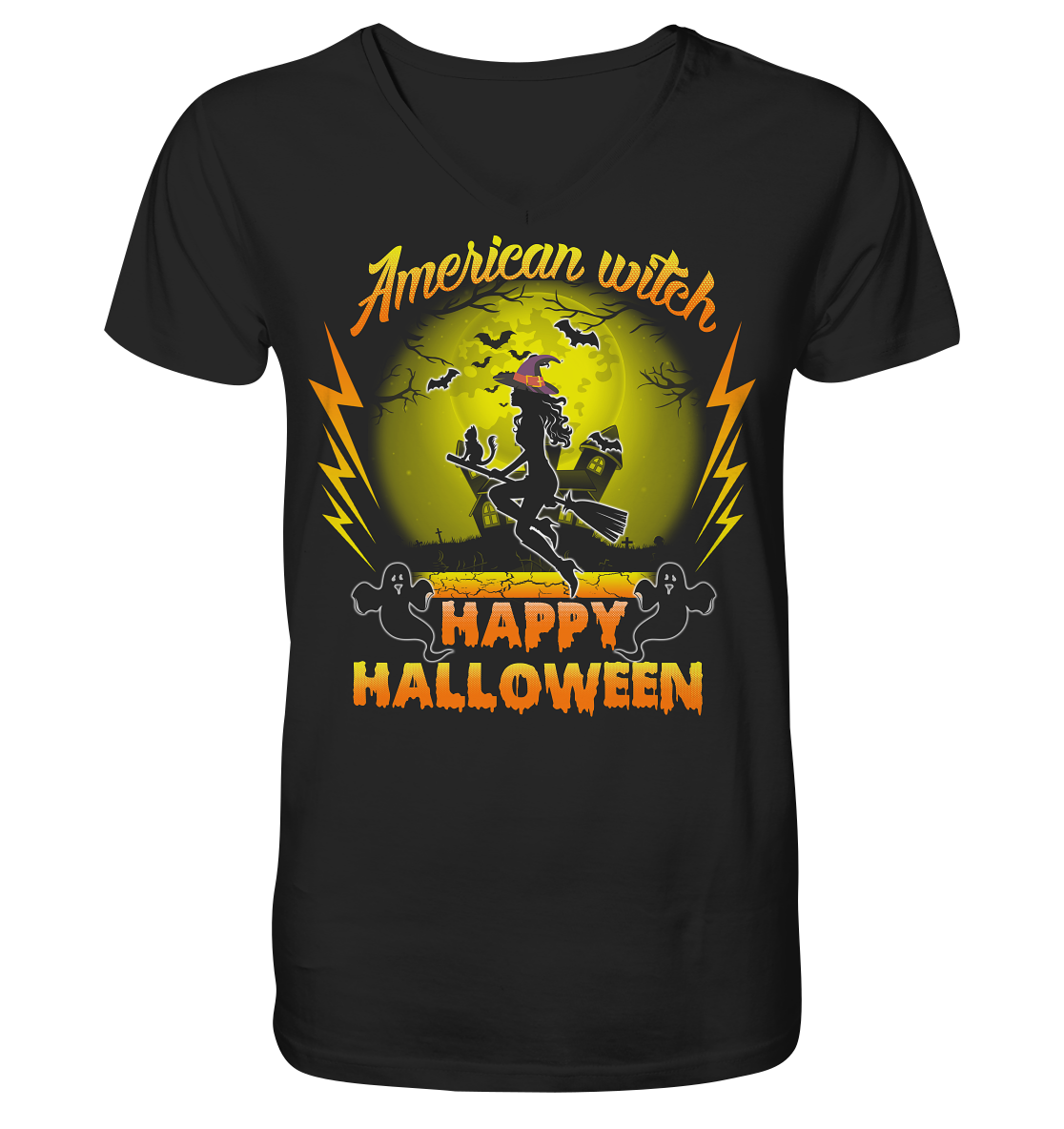 American Witch (Gelb) - V-Neck Shirt