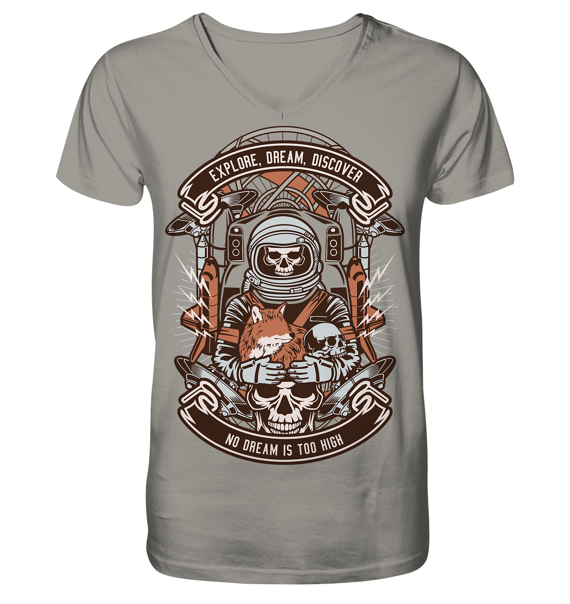 Astronaut Skull - V-Neck Shirt